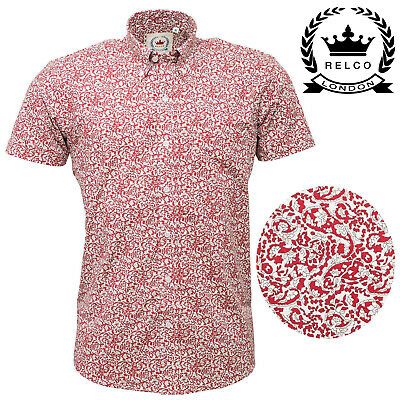 Relco Button Down Paisley Floral Shirt. Red/Burgundy