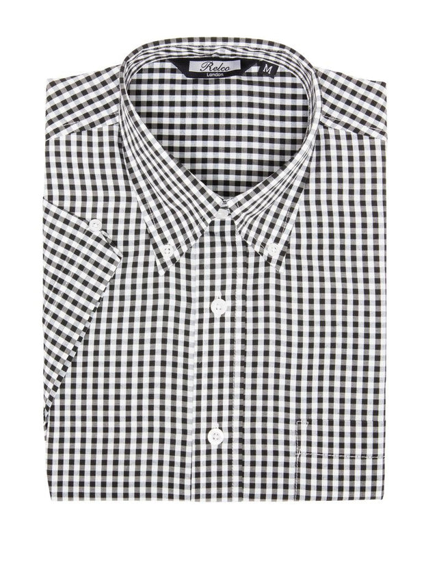 Relco Vintage Button Down Gingham Shirt. Black