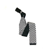 BLACK/WHITE CHEQUERED PATTERENED SILK KNITTED TIE