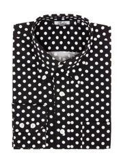 Mens Long Sleeve Classic Polka Dot Pattern Shirt. Black